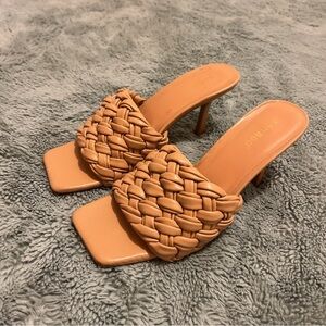 Fashion Nova Heeled Mules in Tan size 7.5